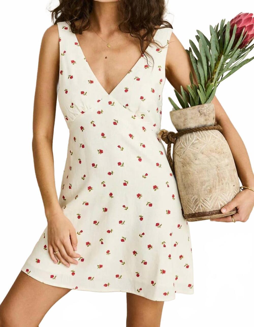 NEW RHYTHM. women's mila floral mini dress in cream